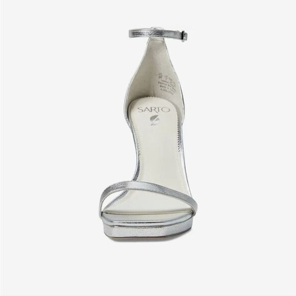 New SARTO by Franco Sarto Dolores Ankle Strap High Heel Silver Party Sandal s 7 - Picture 6 of 7